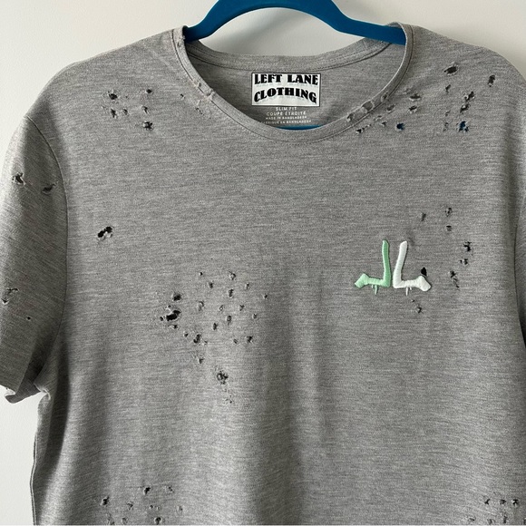 Left Lane Clothing Distressed Embroidered Logo Men's Short Sleeve Shirt … - Picture 2 of 8